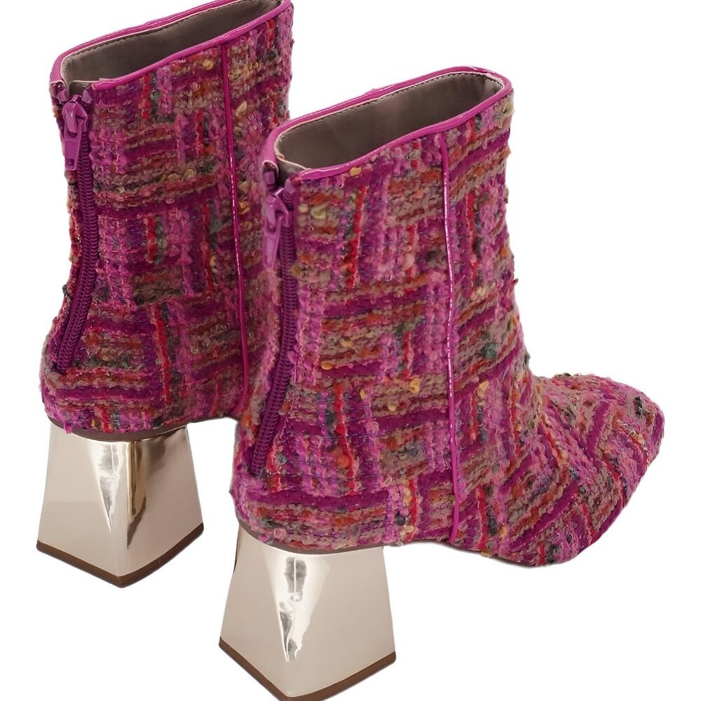 Women's Betsey Johnson Stevie Block Heel Dress Boots Pink Multi US 7M - Picture 3 of 6